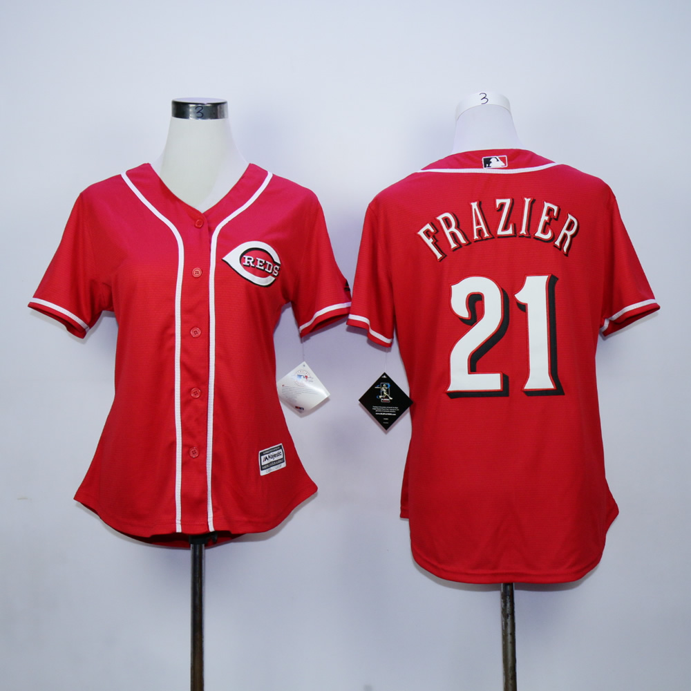 Men MLB Cincinnati Reds #21 Frazier red jerseys